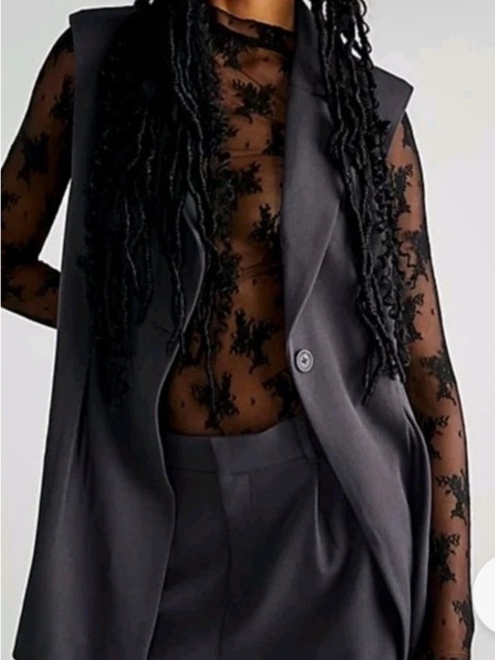 Free People Charcoal Gray Womens Blazer Vest Size M Minimalist Business